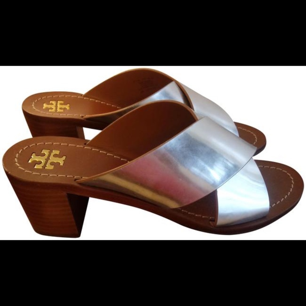 Tory Burch Silver Mules/Slides